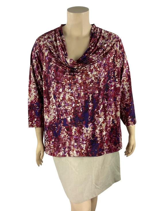 Dana Buchman Tops - Dana Buchman Woman Abstract Cowl Neck Workwear Top Purple Size 2X